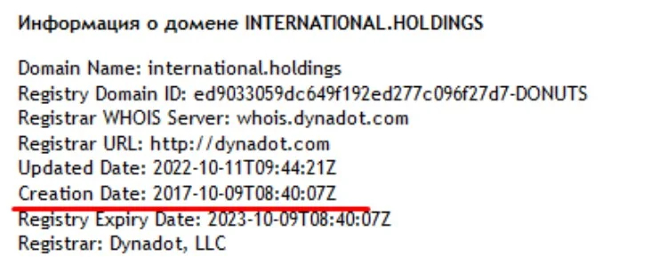 Домен International Holdings