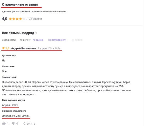 Проплаченный негативный отзыв